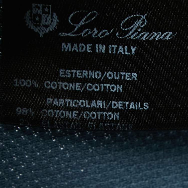 Pre Owned Loro Piana Blue Cotton Knit Full Sleeve Polo T-Shirt XL