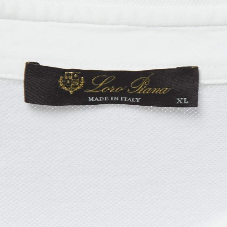 Pre Owned Loro Piana White Cotton Pique Short Sleeve Polo T-Shirt XL