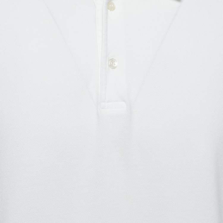 Pre Owned Loro Piana White Cotton Pique Short Sleeve Polo T-Shirt XL
