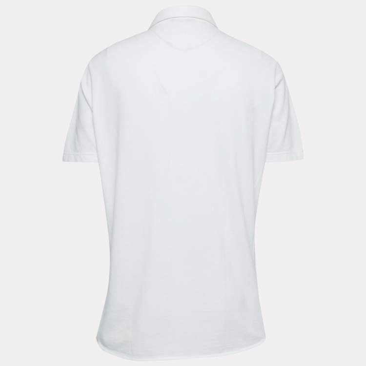 Pre Owned Loro Piana White Cotton Pique Short Sleeve Polo T-Shirt XL