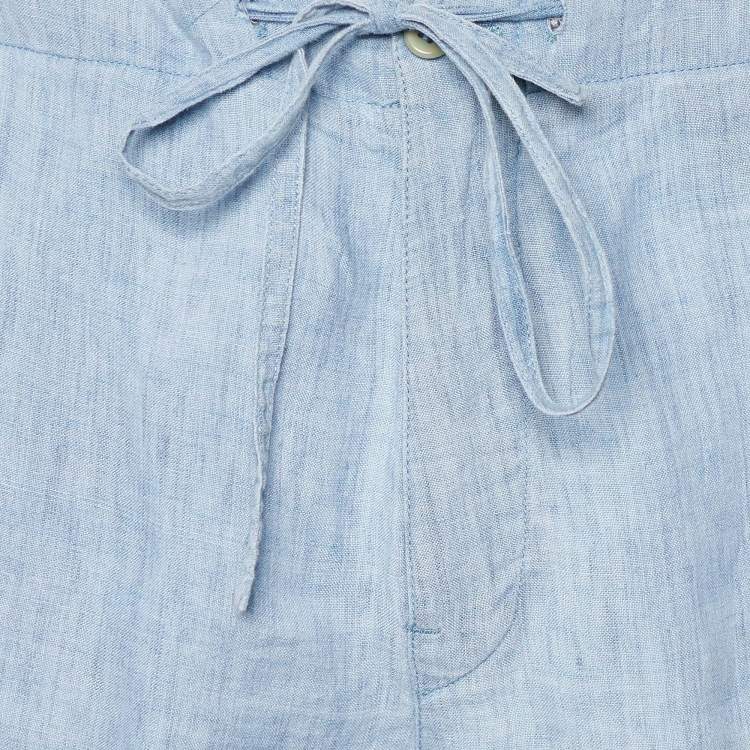 مملوكة مسبقًا Loro Piana Blue Linen Drawstring Detail Shorts XL