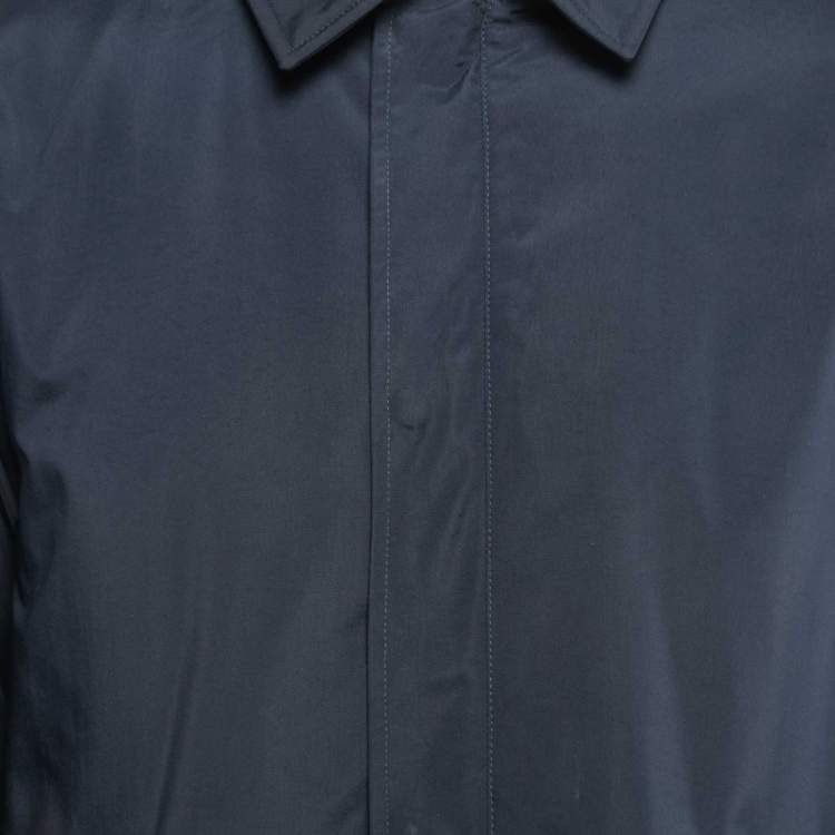 Pre Owned Loro Piana Navy Blue Nylon Zip Front Jacket M