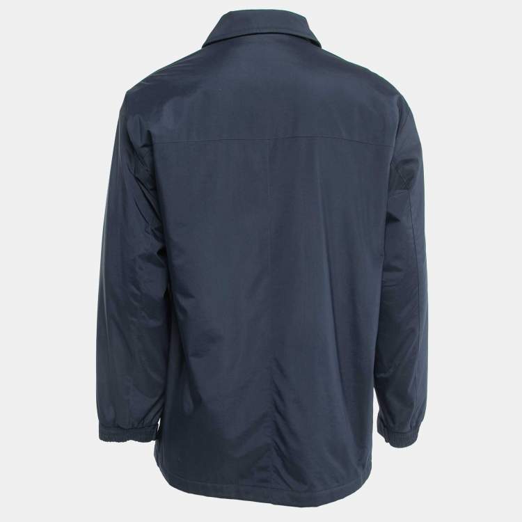 Pre Owned Loro Piana Navy Blue Nylon Zip Front Jacket M