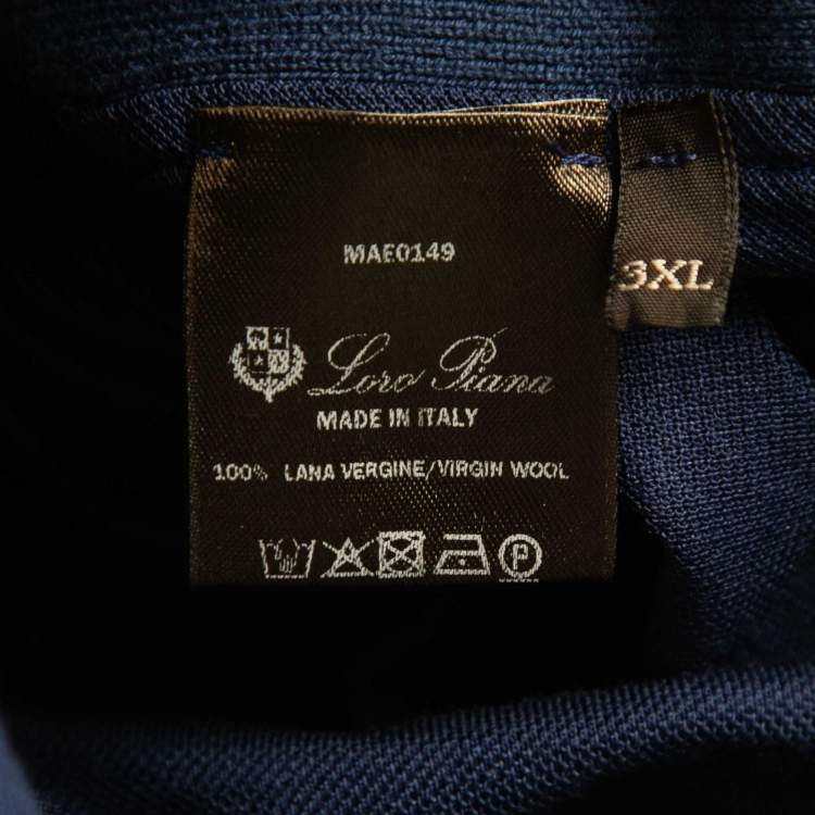 Pre Owned Loro Piana Navy Blue Wool Knit T-Shirt 3XL