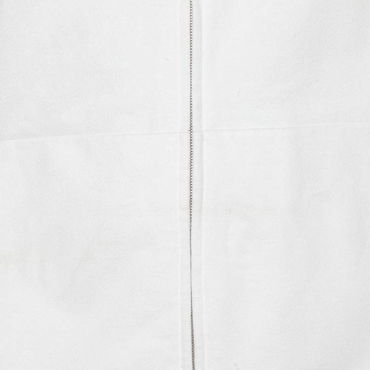 Pre Owned Loro Piana White Suitcase Stripe Cotton & Linen Knit Hooded Jacket S