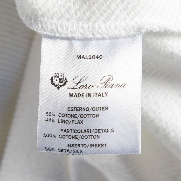 Pre Owned Loro Piana White Suitcase Stripe Cotton & Linen Knit Hooded Jacket S