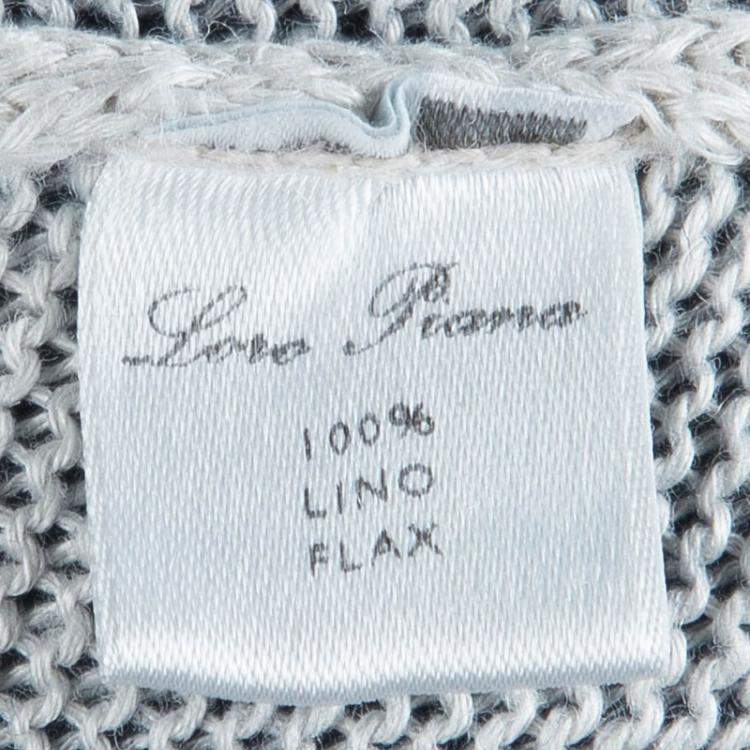 Pre Owned Loro Piana Indigo Knit Washed Effect V-Neck Sweater M