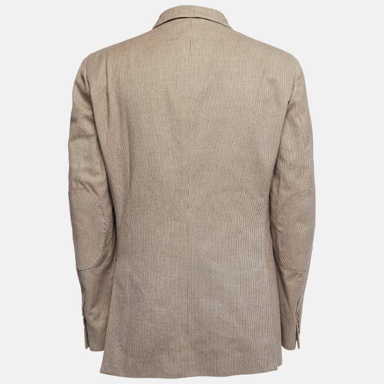 Pre Owned Loro Piana Beige Patterned Cotton Single Breasted Blazer XL
