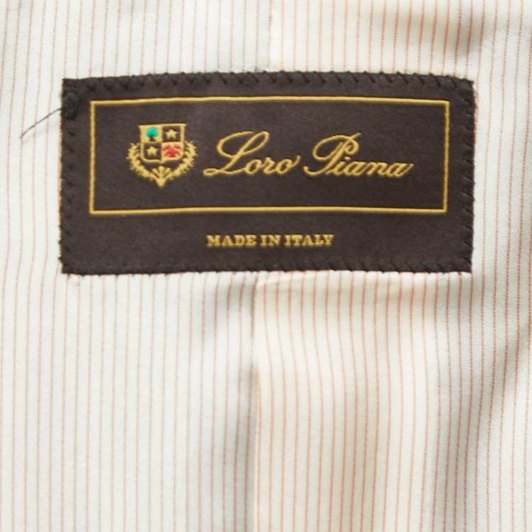 Pre Owned Loro Piana Beige Patterned Cotton Single Breasted Blazer XL