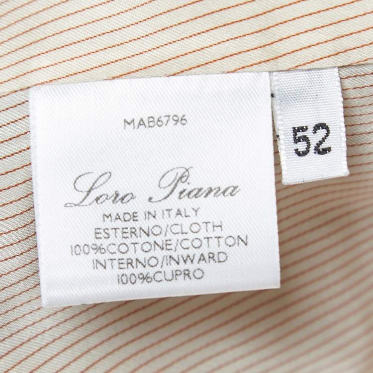 Pre Owned Loro Piana Beige Patterned Cotton Single Breasted Blazer XL