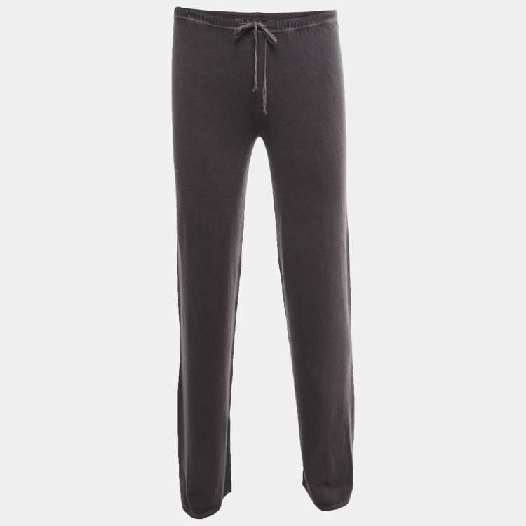 Pre Owned Loro Piana Grey Cashmere Knit Wide-Leg Pants S