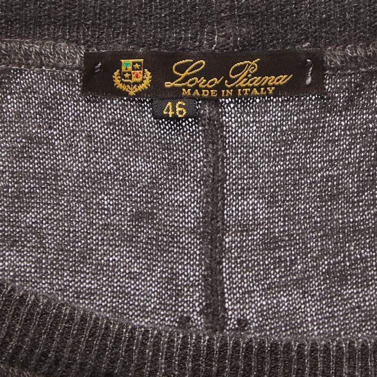 Pre Owned Loro Piana Grey Cashmere Knit Wide-Leg Pants S