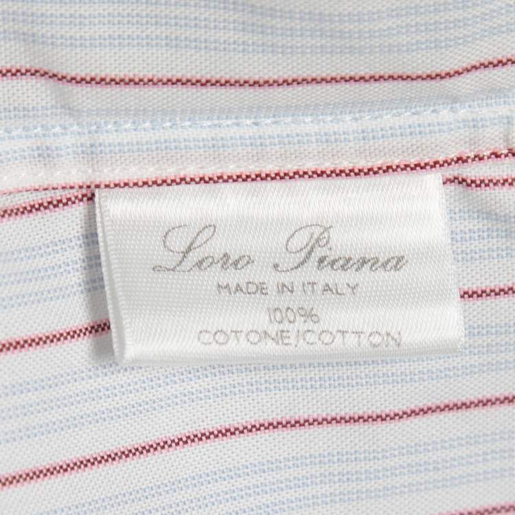Pre Owned Loro Piana White Striped Cotton Button Front Full Sleeve Shirt M