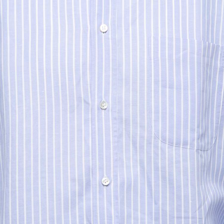 Pre Owned Loro Piana Blue Striped Cotton Blend Button Down Full Sleeve Shirt M