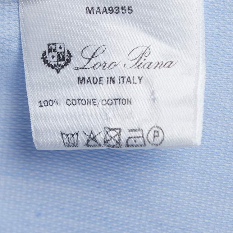 Pre Owned Loro Piana Light Blue Oxford Cotton Button Front Shirt M