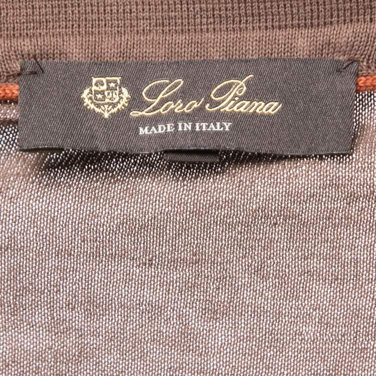 Pre Owned Loro Piana Brown Cotton Half Sleeve Polo T-Shirt XL