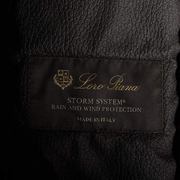 Pre Owned Loro Piana Navy Blue Synthetic Fur Lined Storm System Hooded Jacket S