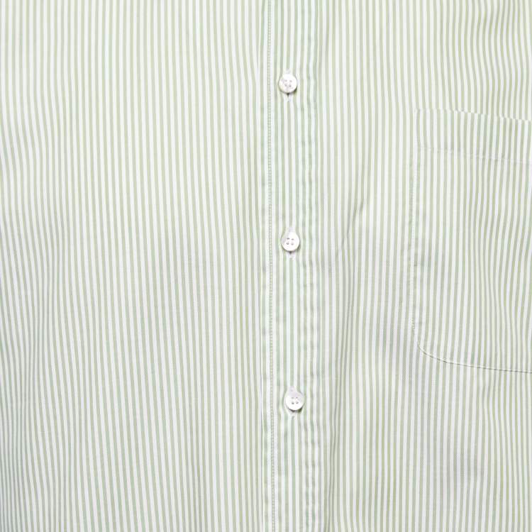 Pre Owned Loro Piana Green Striped Cotton Button Down Shirt L