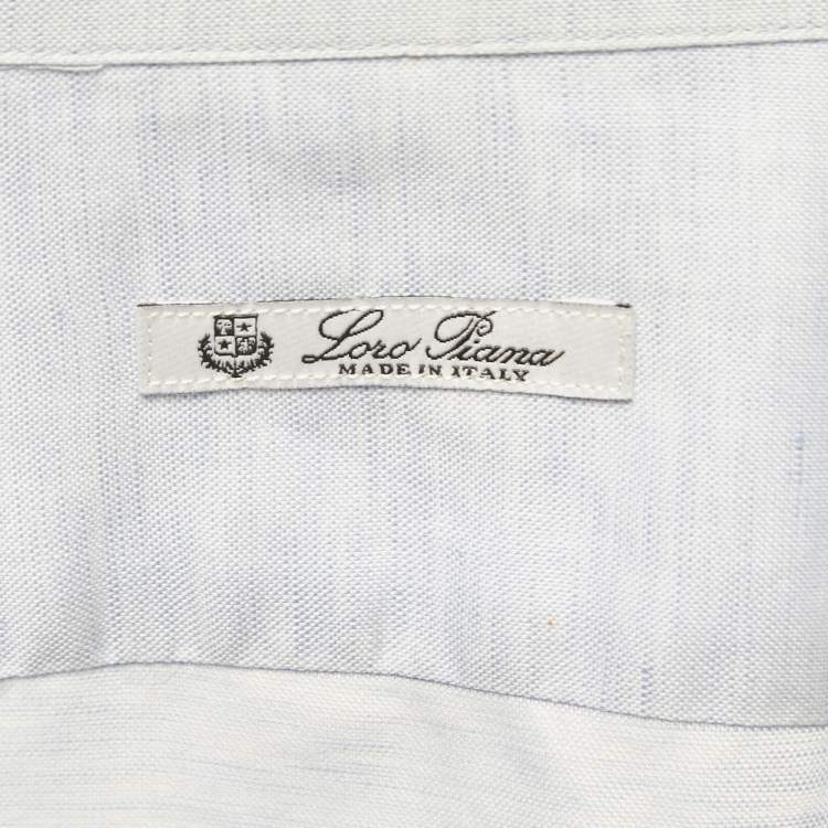 Pre Owned Loro Piana Light Blue Cotton & Linen Buttoned Shirt L