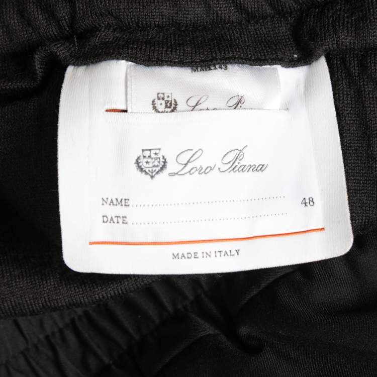 Pre Owned Loro Piana Black Nylon Elasticized Waist Track Pants M