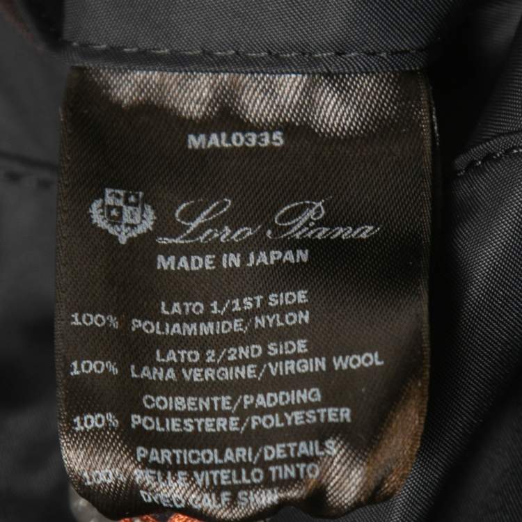 Pre Owned Loro Piana Black/Grey Nylon & Wool Bomber Jacket L