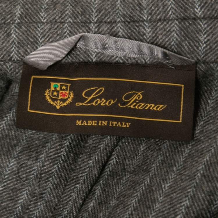 Pre Owned Loro Piana Grey Striped Cashmere Single Breasted Blazer XXL