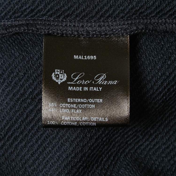 Pre Owned Loro Piana Navy Blue Knit Zip Front Hooded Jacket L 