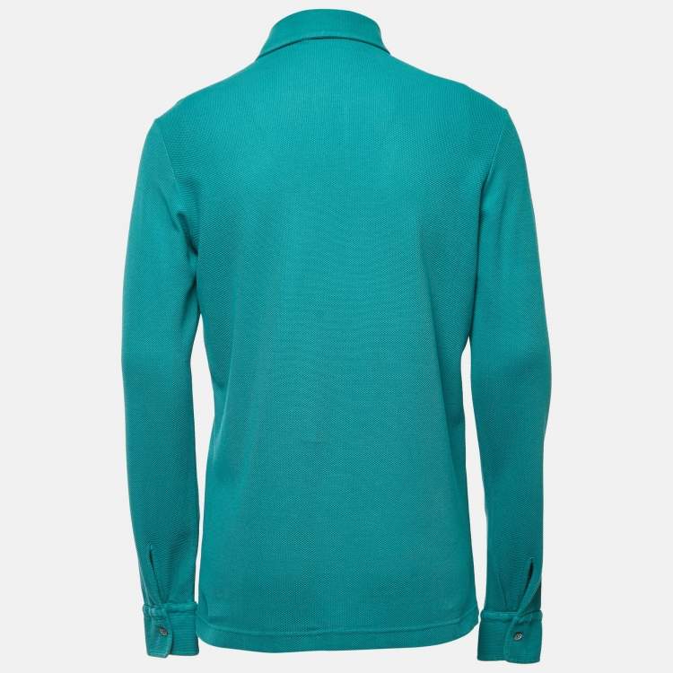 Pre Owned Loro Piana Blue Cotton Long Sleeve Polo T-Shirt M