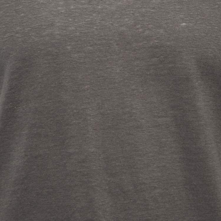 Pre Owned Loro Piana Grey Linen Half Sleeve T-Shirt M