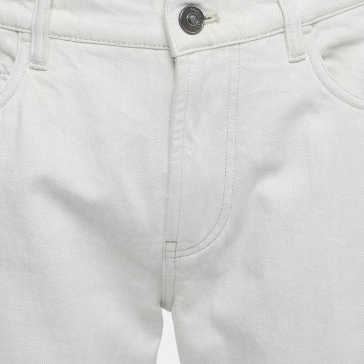 Pre Owned Loro Piana White Denim Jeans XL Waist 36"