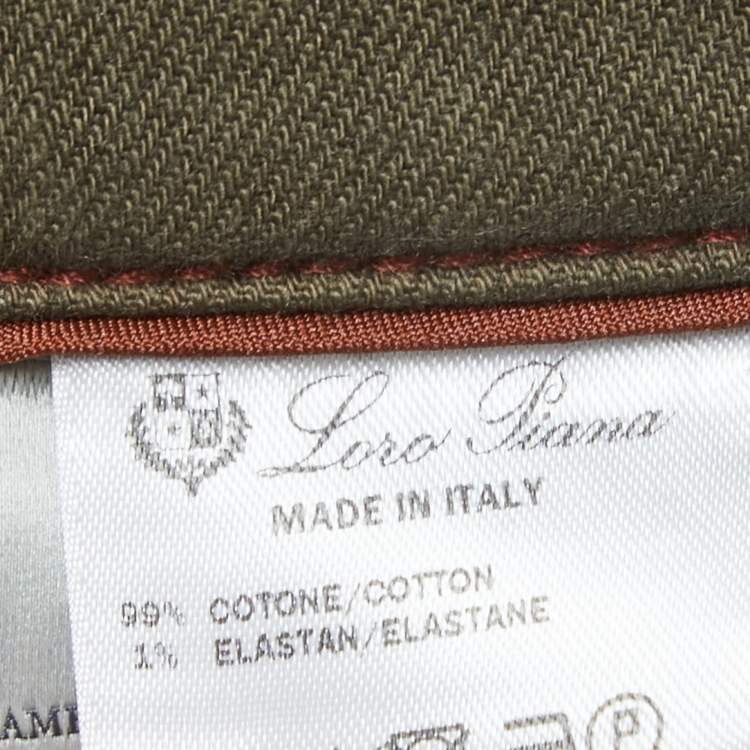 Pre Owned Loro Piana Military Green Denim Jeans XL Waist 36"