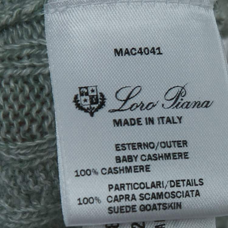 Pre Owned Loro Piana Mint Green Baby Cashmere Zip-Up Sweater XL