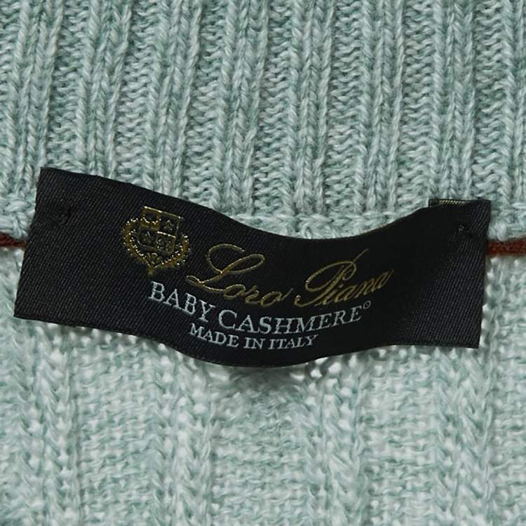 Pre Owned Loro Piana Mint Green Baby Cashmere Zip-Up Sweater XL