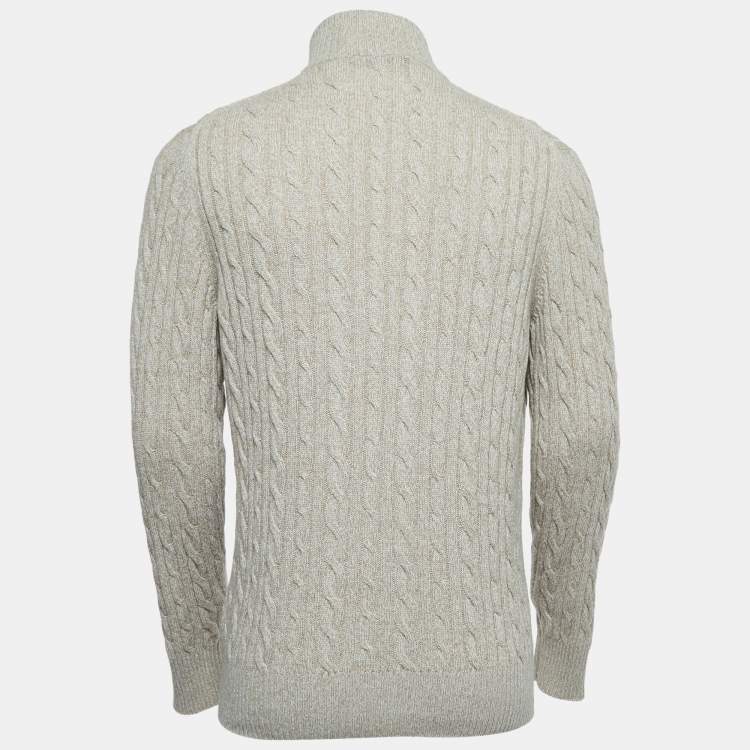 Pre Owned Loro Piana Brown Baby Cashmere Zip-Up Sweater XL