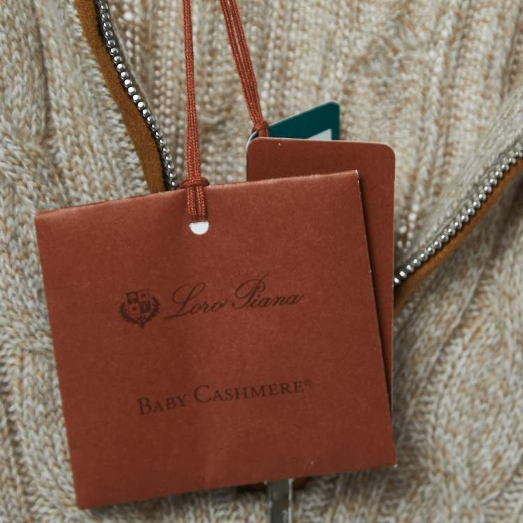 Pre Owned Loro Piana Brown Baby Cashmere Zip-Up Sweater XL