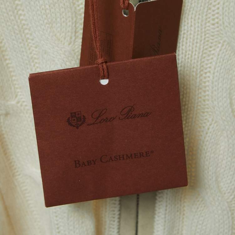 Pre Owned Loro Piana Ivory White Baby Cashmere Zip-Up Sweater XL