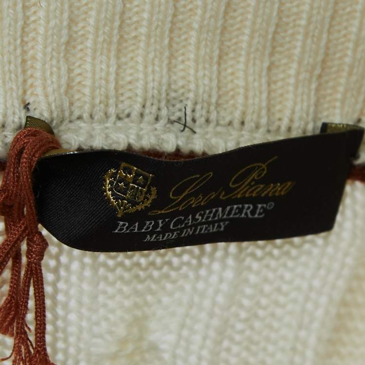 Pre Owned Loro Piana Ivory White Baby Cashmere Zip-Up Sweater XL