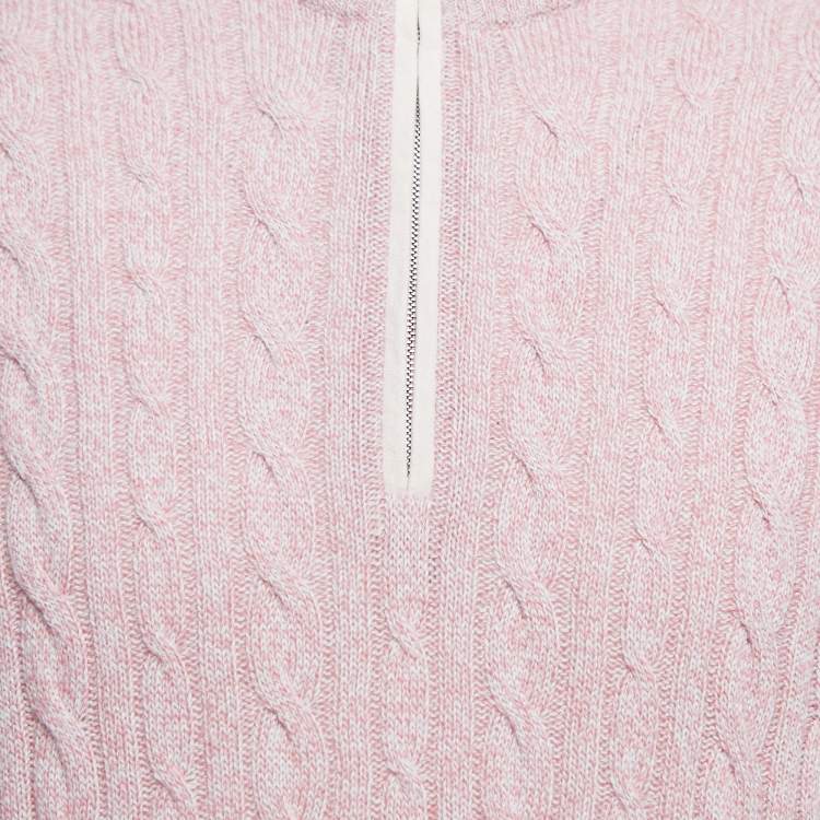 Pre Owned Loro Piana Pink Baby Cashmere Zip-Up Sweater XL