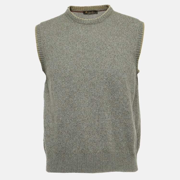 Pre Owned Loro Piana Brown/Grey Cashmere Sleeveless Sweater XL