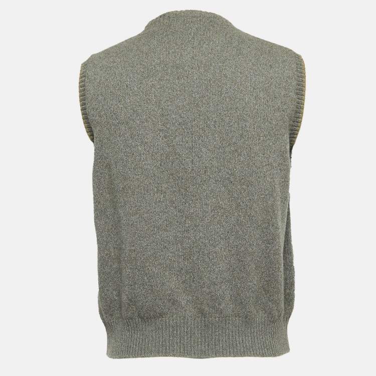 Pre Owned Loro Piana Brown/Grey Cashmere Sleeveless Sweater XL
