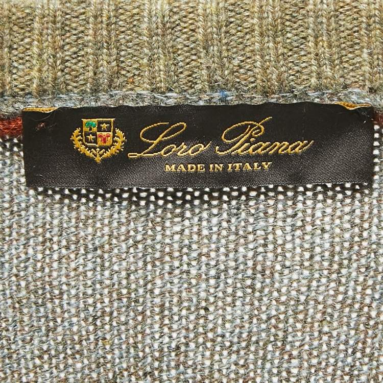 Pre Owned Loro Piana Brown/Grey Cashmere Sleeveless Sweater XL