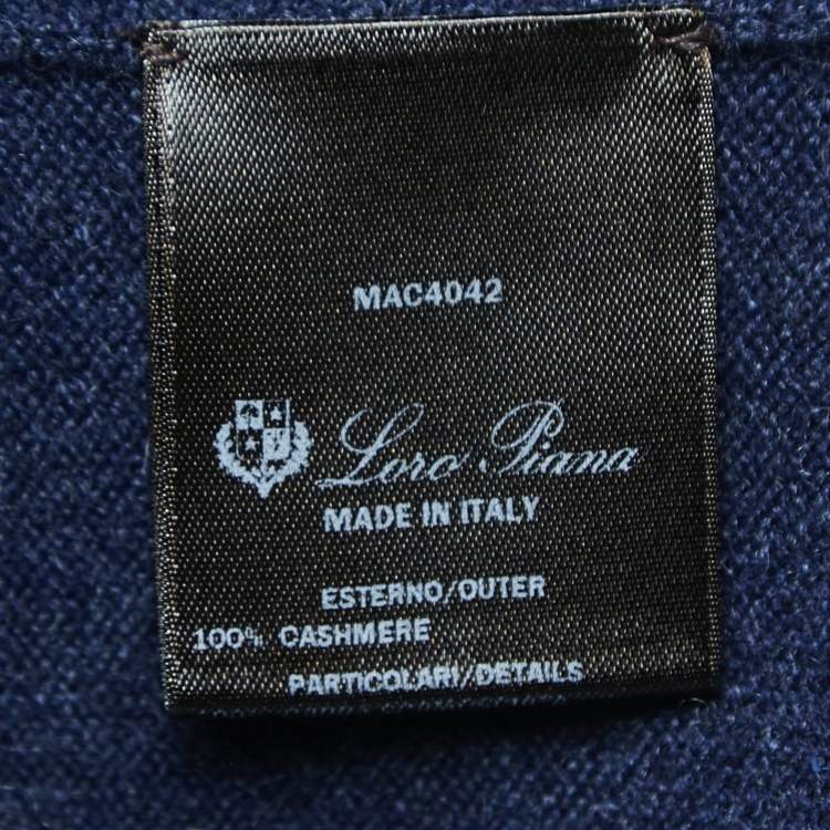 Pre Owned Loro Piana Navy Blue Cashmere High Neck Sweater 4XL  