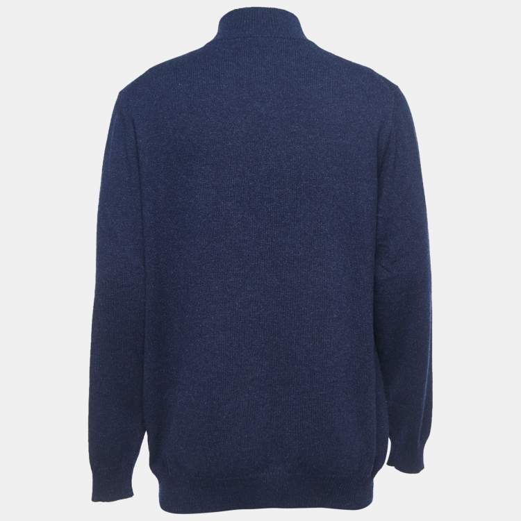 Pre Owned Loro Piana Navy Blue Cashmere High Neck Sweater 4XL  