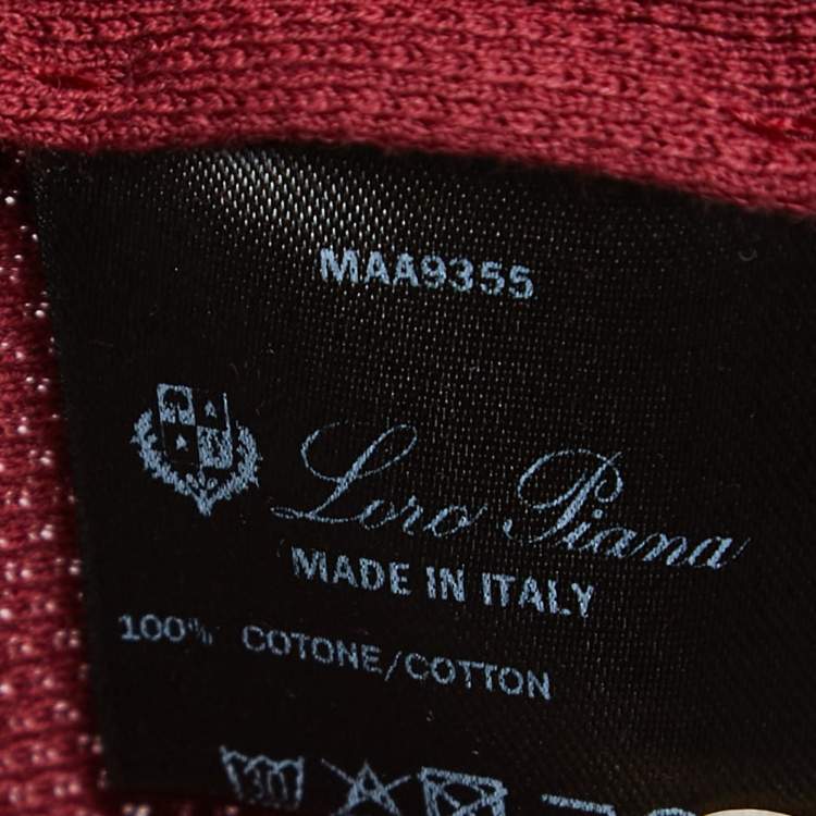 Pre Owned Loro Piana Red Cotton Long Sleeve Polo T-Shirt XXL