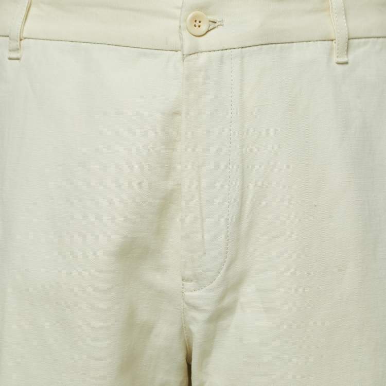 مملوكة مسبقًا Loro Piana Cream Linen Blend Bermuda Shorts XXXL