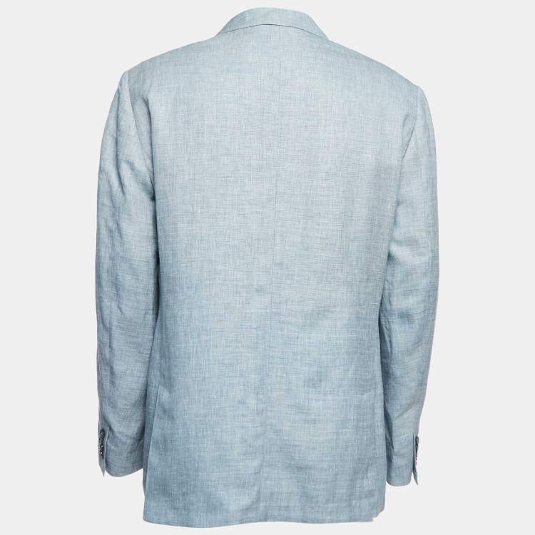 Pre Owned Loro Piana Grey Linen Blend Single Breasted Blazer XXXL