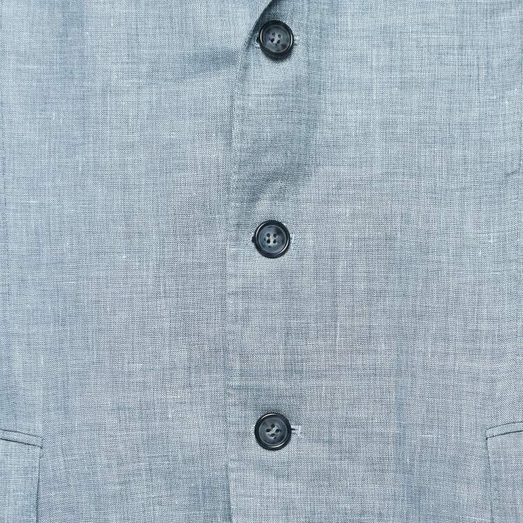Pre Owned Loro Piana Grey Linen Blend Single Breasted Blazer XXXL
