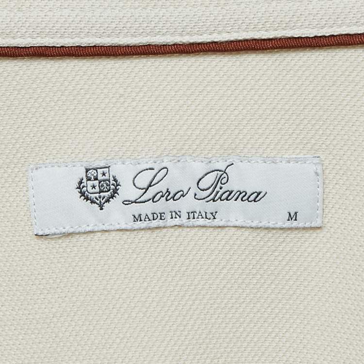 Pre Owned Loro Piana Off-White Cotton Pique Button Front Full Sleeve Shirt M