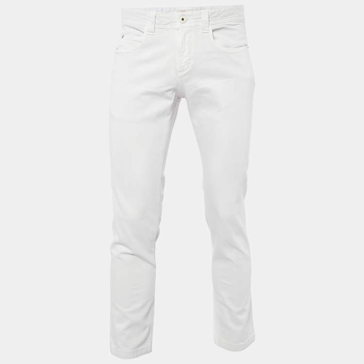 Pre Owned Loro Piana Light Beige Cotton Slim Fit Trousers M