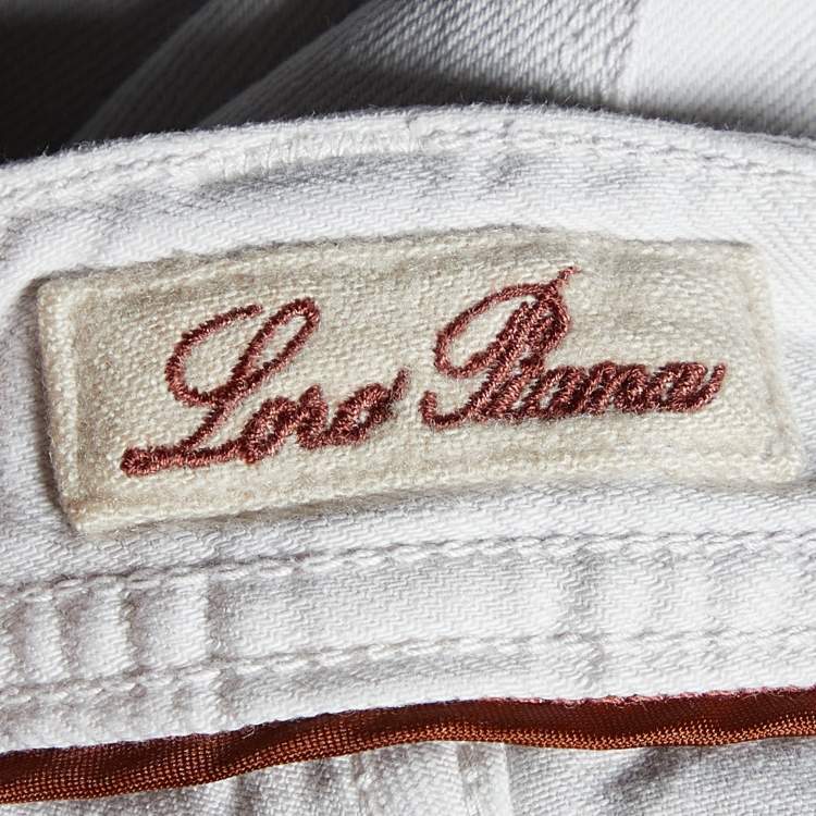 Pre Owned Loro Piana Light Beige Cotton Slim Fit Trousers M